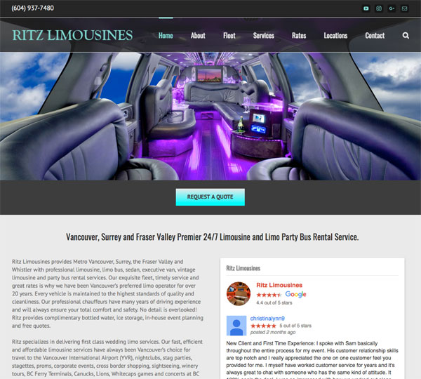 Ritz Limousines Responsive Website