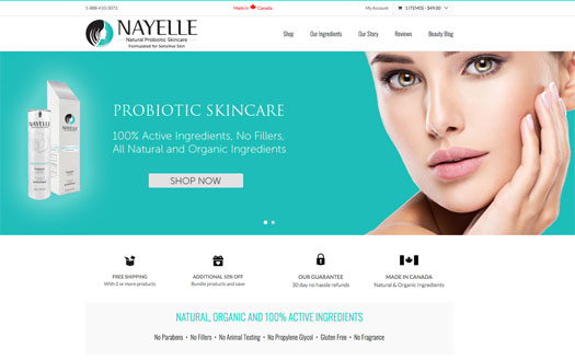 Nayelle Probiotic Skincare Website